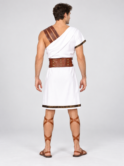 Gladiator Carnival Costume with White Tunic and Belt