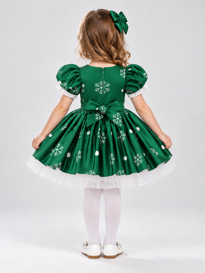 Kids' New Year Dress with Applique and Belt