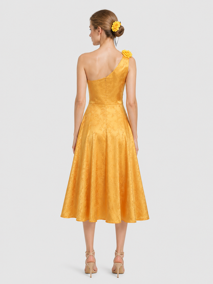 Judy Cosplay Costume: Gold Dress and Hair Accessory back view