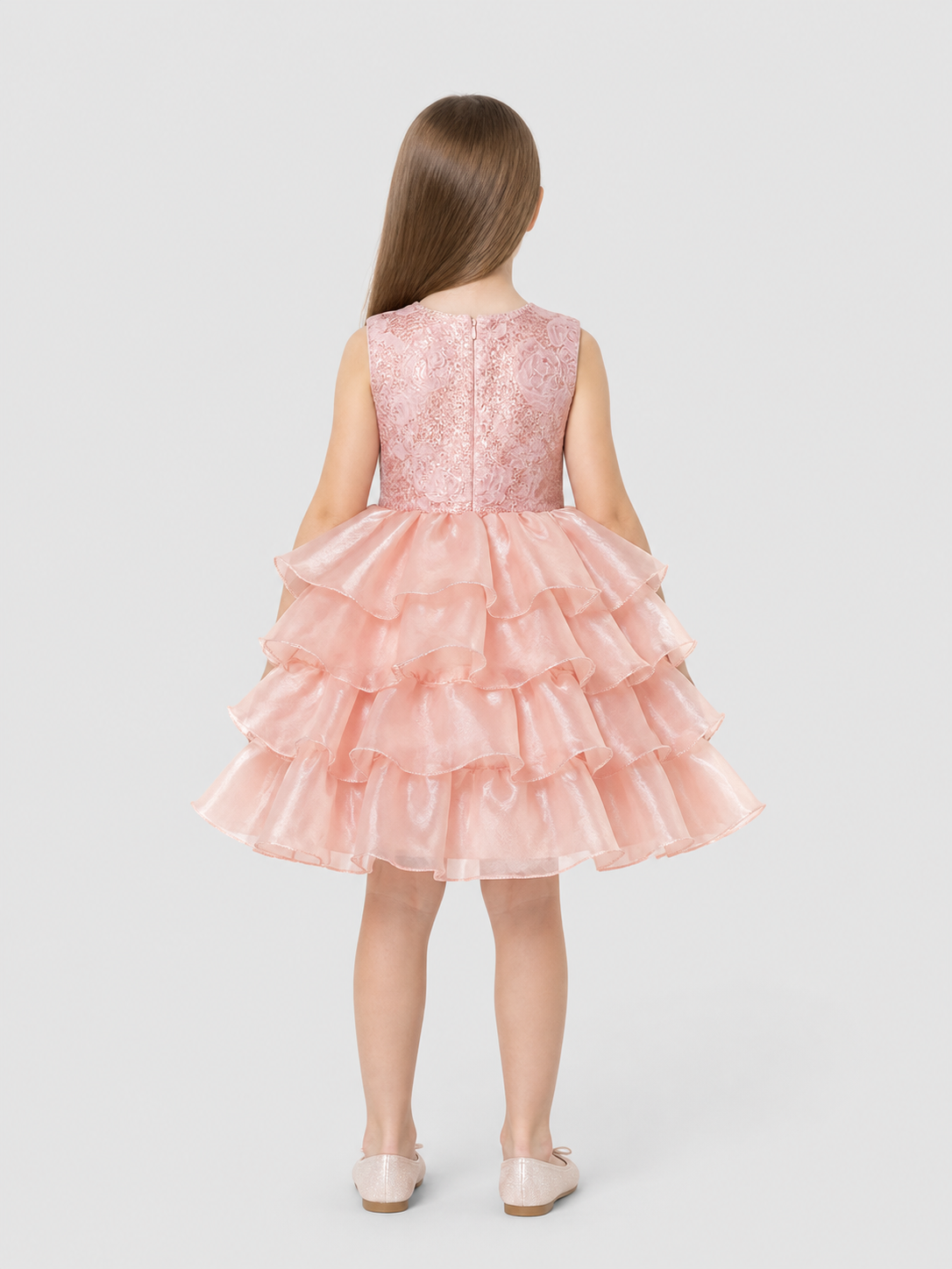 Children's Tutu Skirt with Lace and Layered Ruffles back view