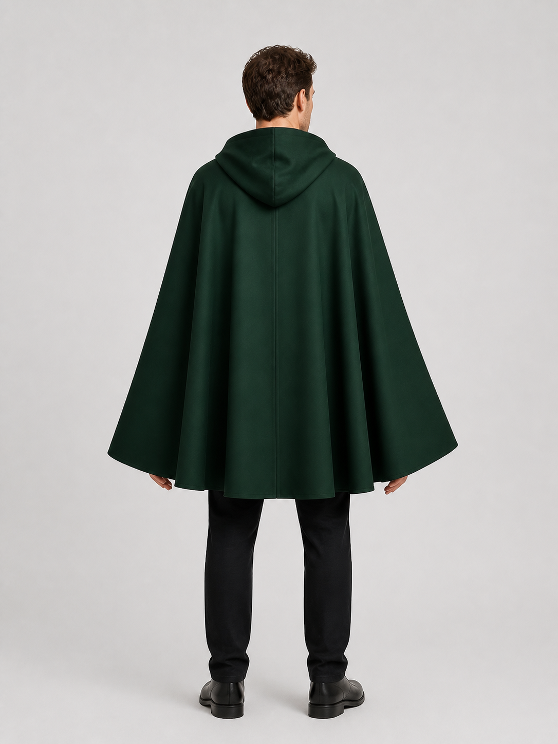 Medieval Hooded Cloak for Cosplay, Dark Green back view