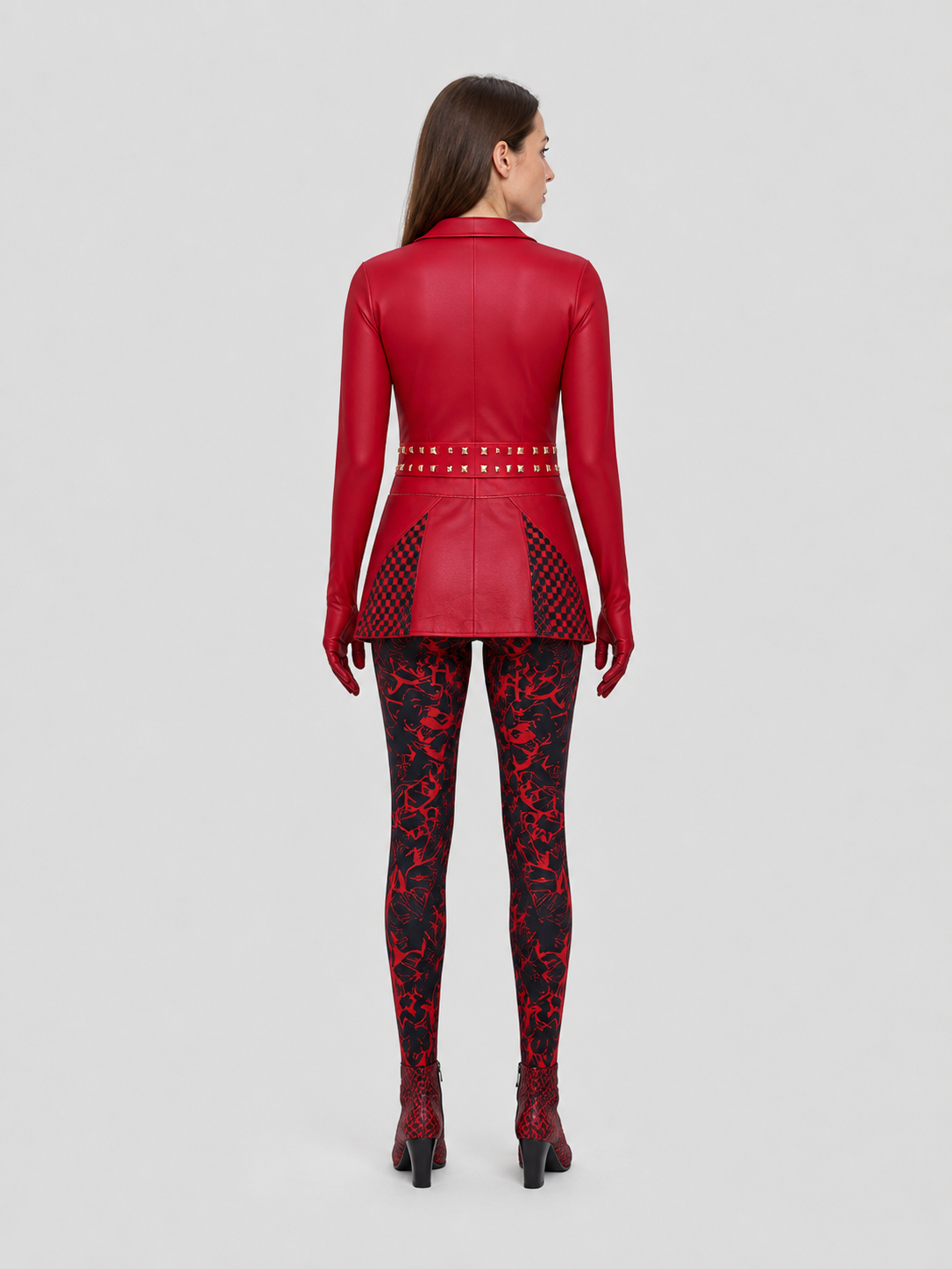 Red Cosplay Jumpsuit from Descendants 5, Red and Black back view