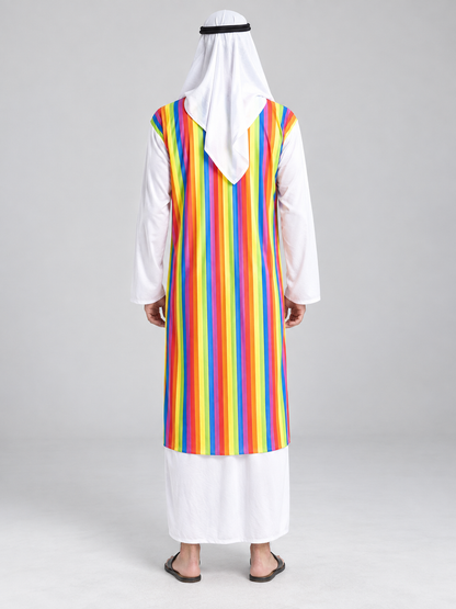 Arab Sheikh Carnival Costume, White Robe, Headscarf
