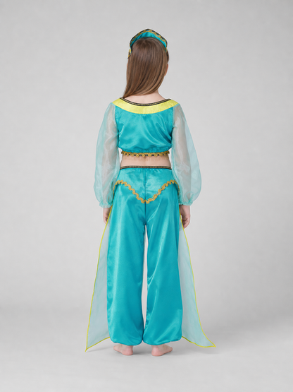 Children's dance costume, green, with headband
