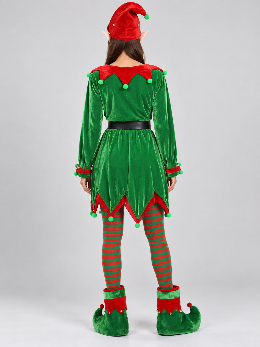 Green Elf Costume with Accessories back view