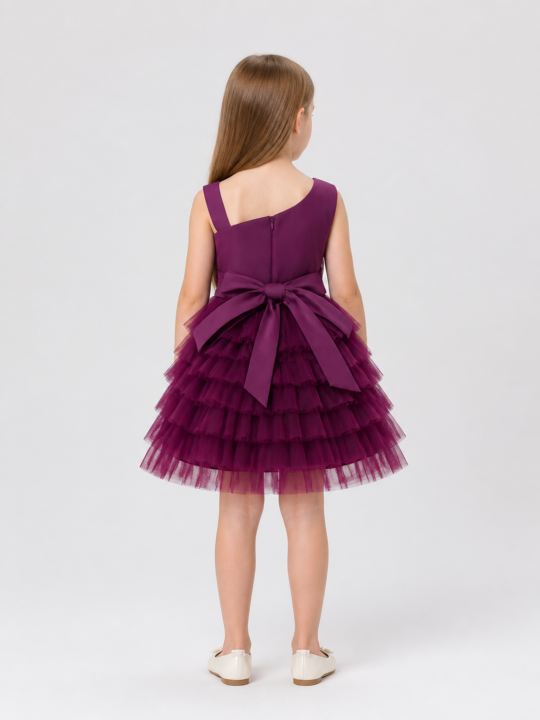 Full Tulle Skirt Christening Dress back view