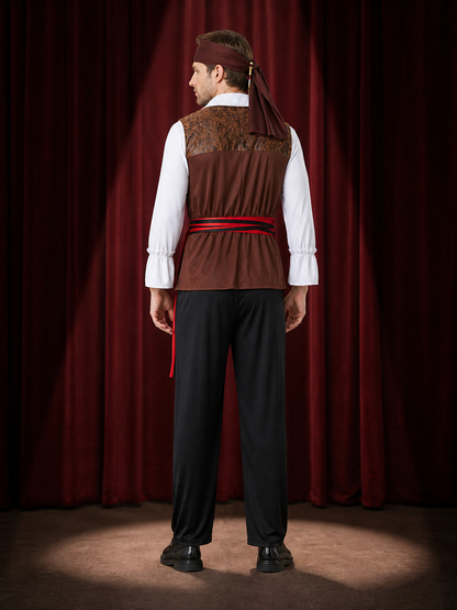 Pirate Costume with Vest for Masquerade back view