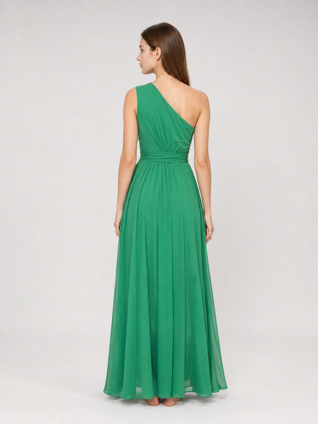 Emerald Green One-Shoulder Evening Dress