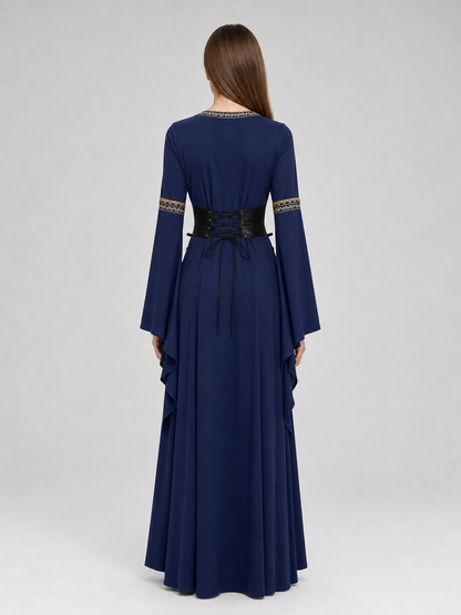 Long Renaissance-Style Dress with Long Sleeves
