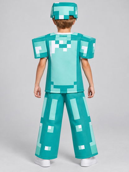 Kids' Pixel-Style Carnival Costume with Helmet