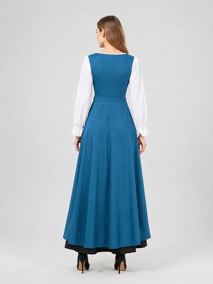 Blue Medieval-Style Stage Dress back view