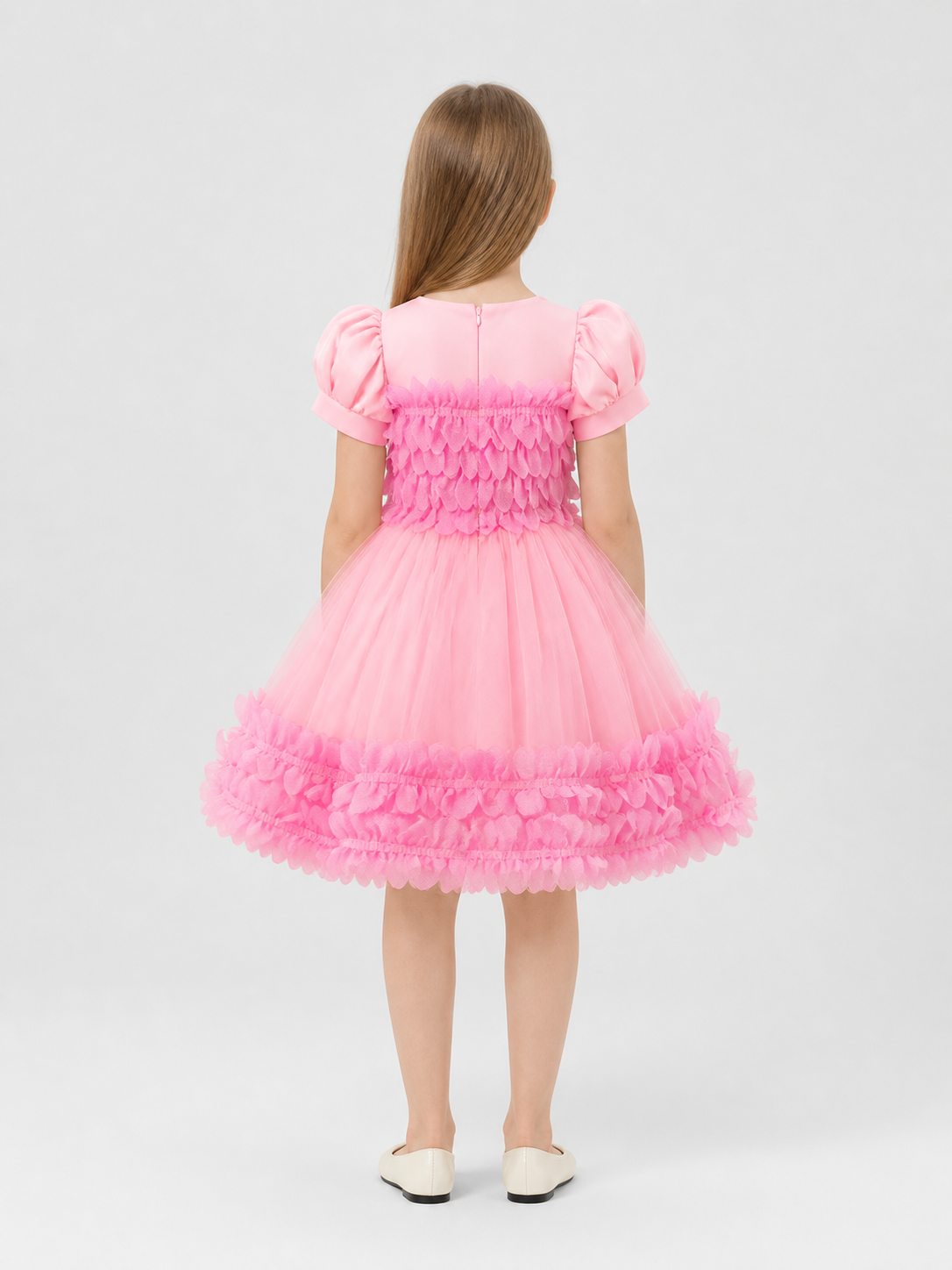 Tutu Dress with 3D Petals, Full Skirt back view