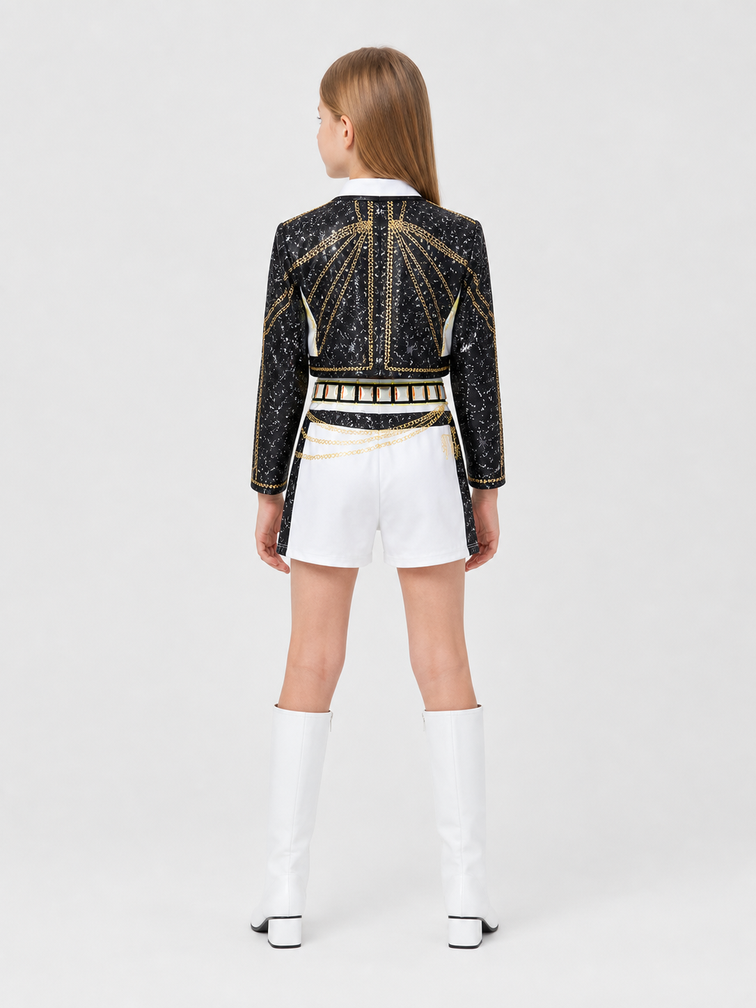 Children's Black and Gold Demon Hunters Costume back view