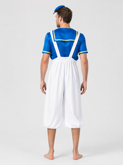 Donald Duck Costume for Two, Blue and White, with Suspenders back view