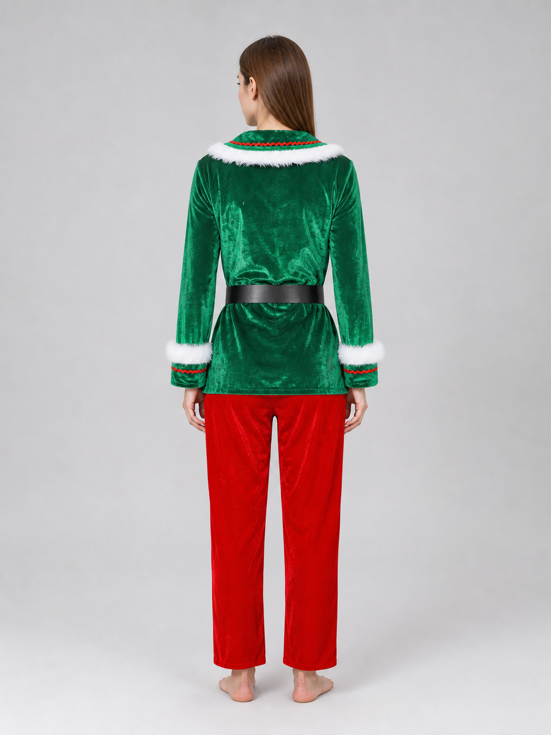 Christmas Character Costume with Hat and Belt back view