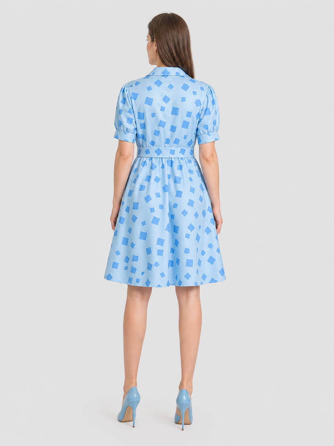 Matilda Cosplay Dress, Blue, with Collar back view