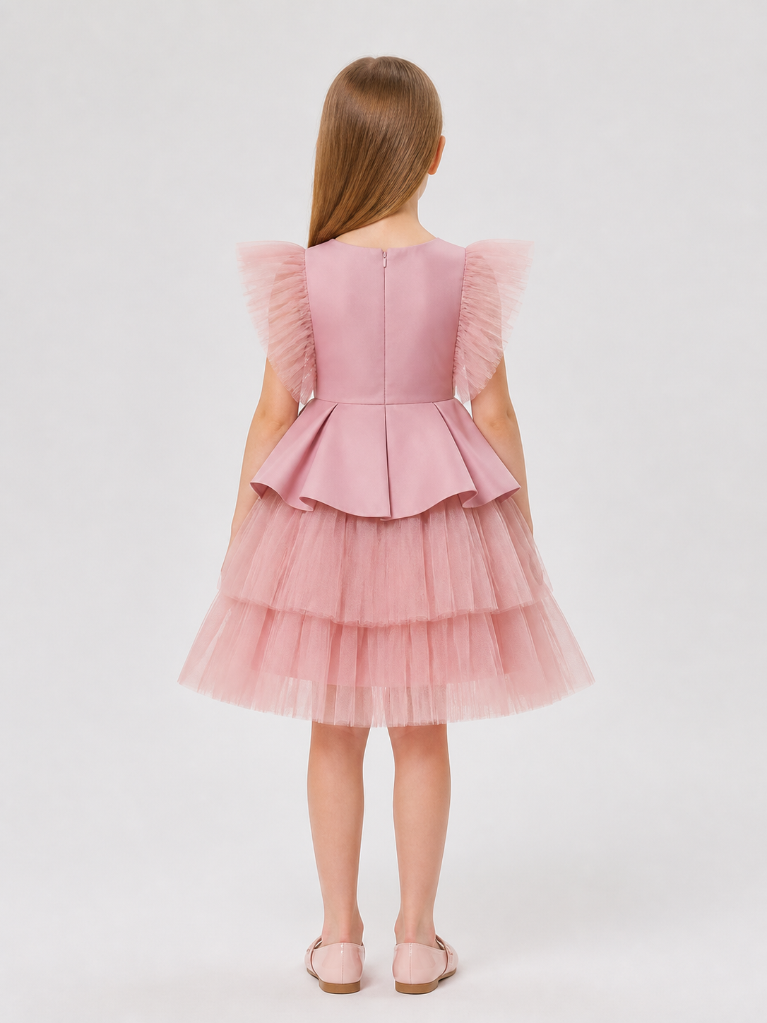 Princess Dress for Girls, Full Tulle Skirt and Bow back view