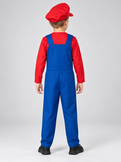 Mario costume with hat and mustache made of polyester