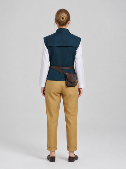 Flynn Rider Cosplay Costume: Vest, Shirt, Pants, Belt back view