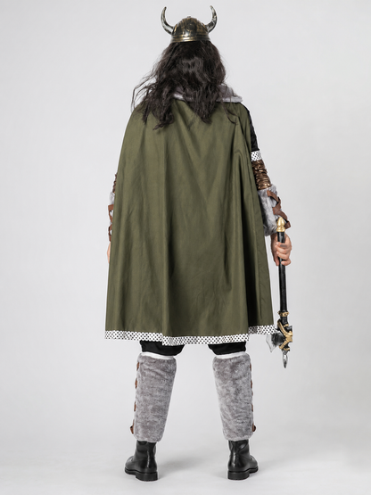 Viking Costume with Horned Helmet and Cape