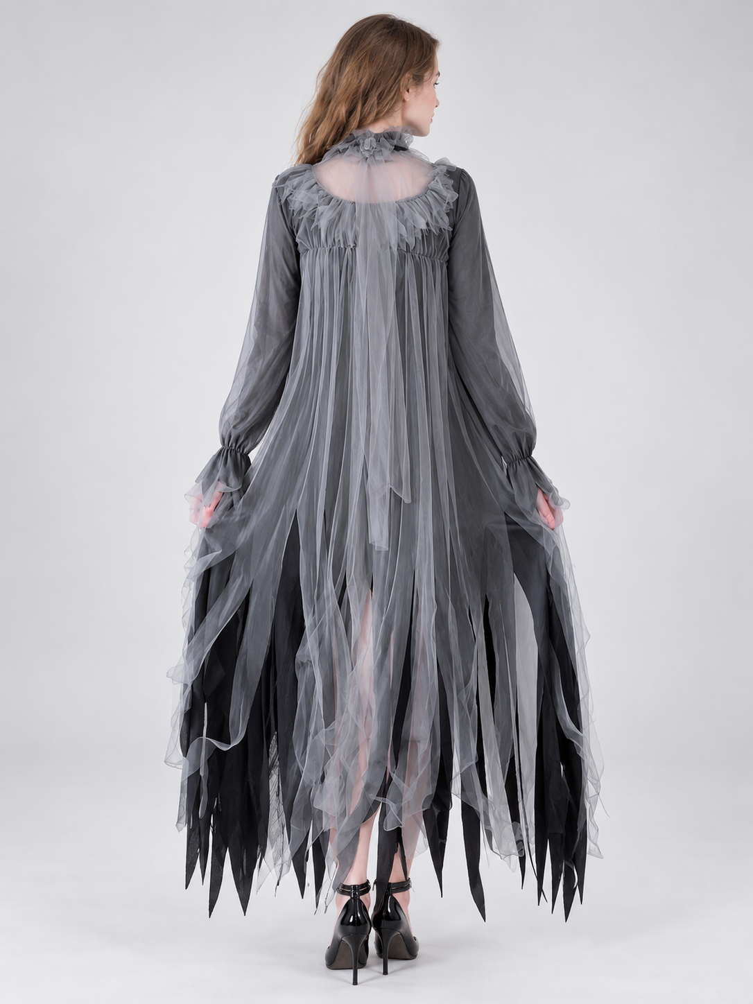 Gray-Black Vampire Costume with Dress and Choker
