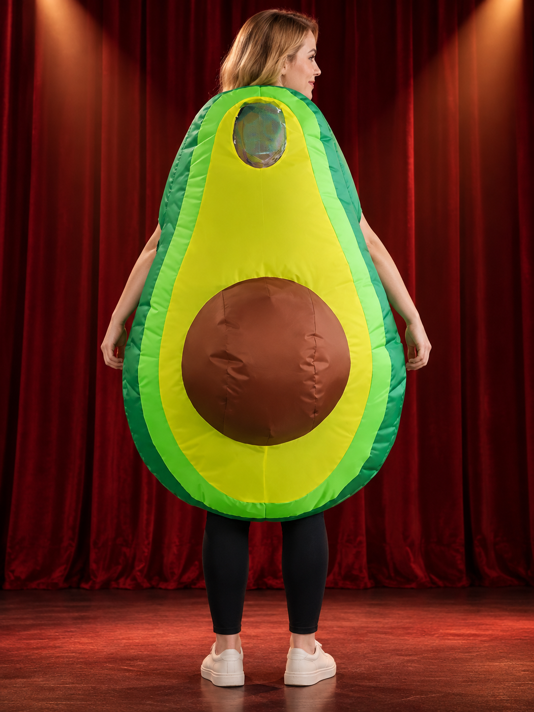 Inflatable Avocado Carnival Costume with Fan, Green