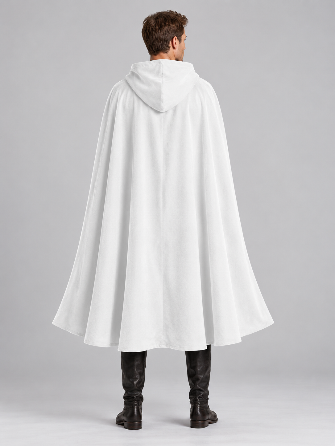 Long White Hooded Cape with Bow
