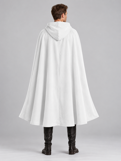 Long White Hooded Cape with Bow