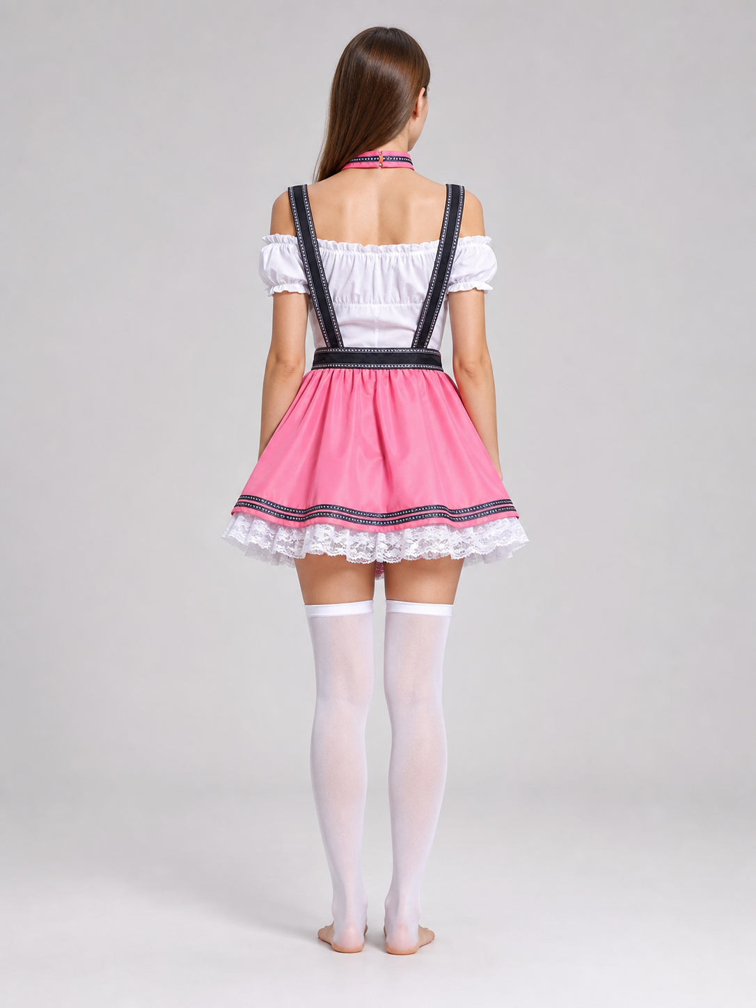 Pink costume dress in dirndl style, M–XXL