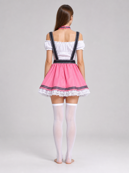 Pink costume dress in dirndl style, M–XXL