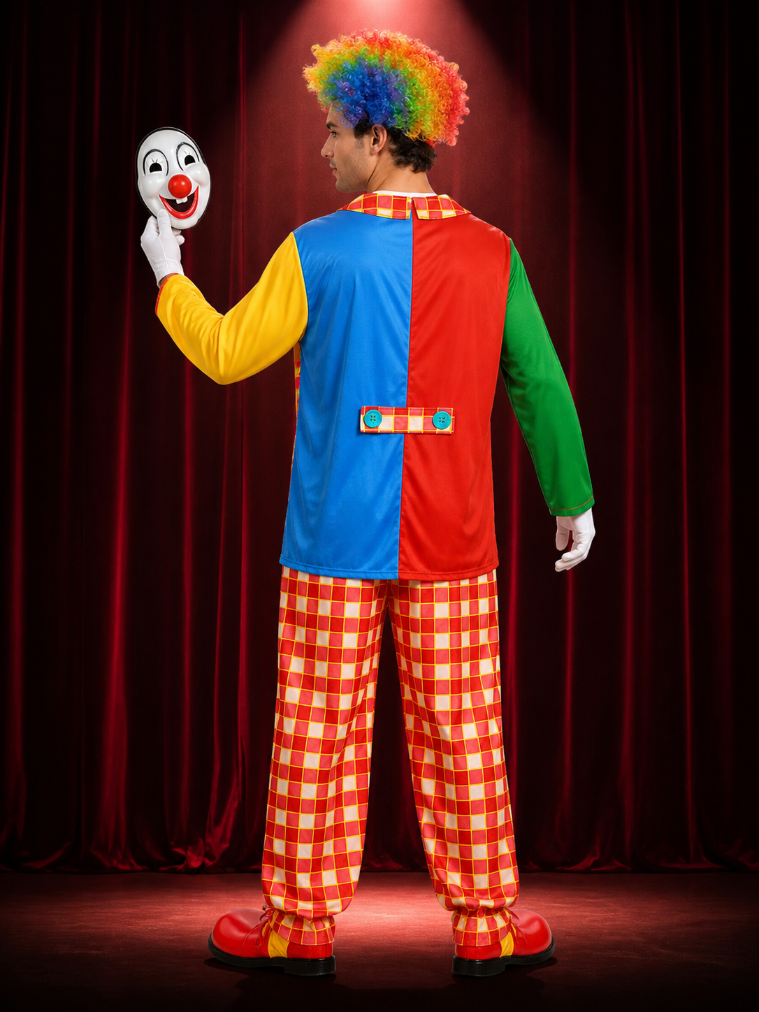 Clown Carnival Costume in Circus Style for Cosplay back view