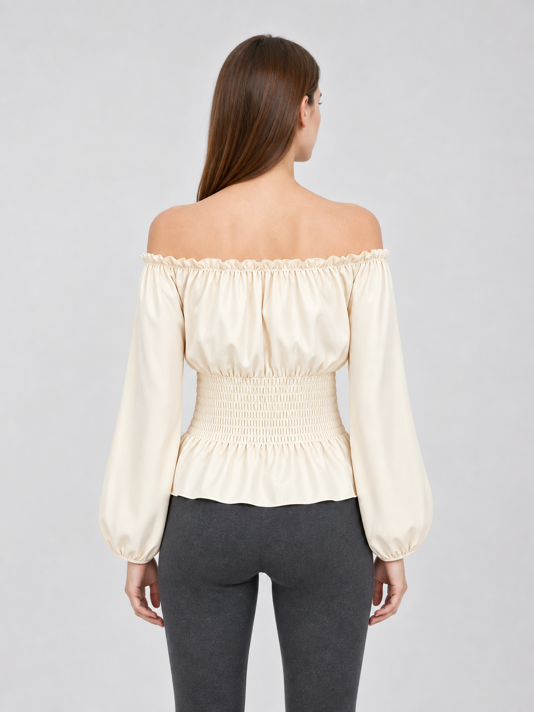 Off-the-Shoulder Blouse with Puff Sleeves