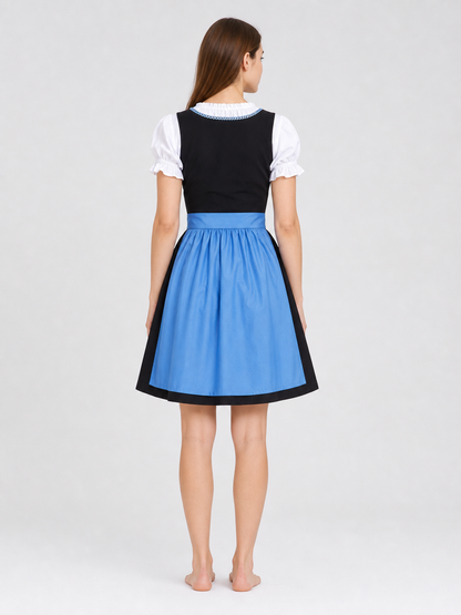 Traditional-Style Dress with Lace-Up Detail and Full Skirt