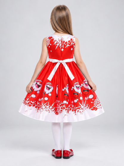 Children's dress with a puffy skirt and New Year print