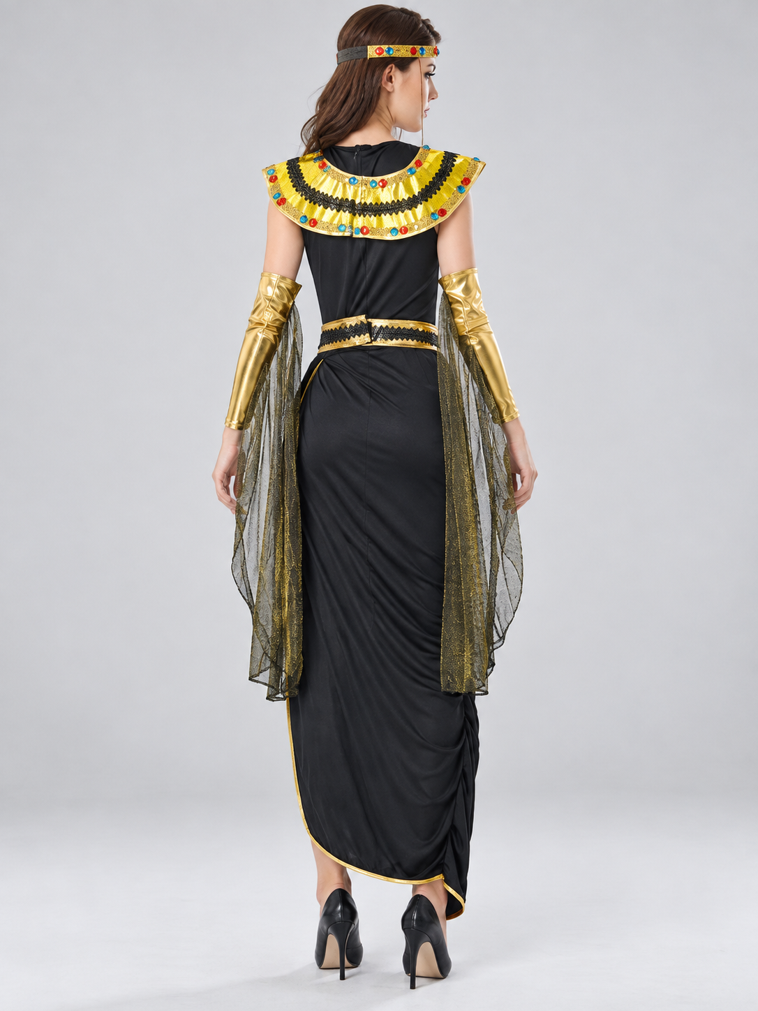 Egyptian Carnival Costume with Collar and Belt back view