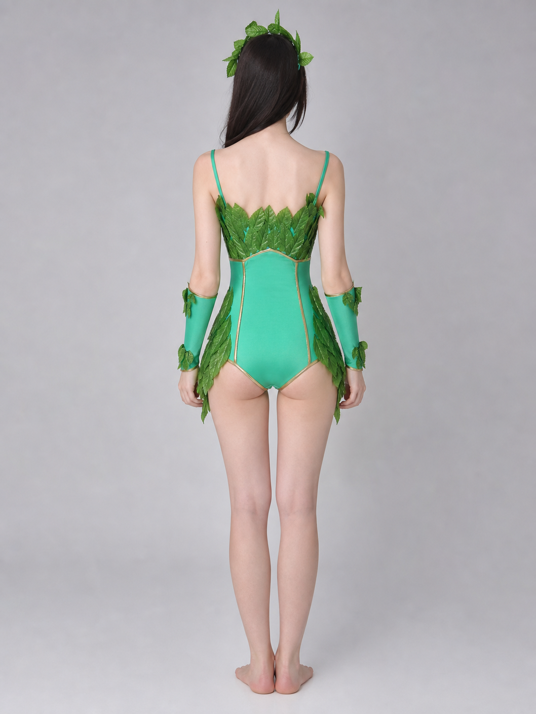Green Stage Bodysuit with Leaf Details and Accessories