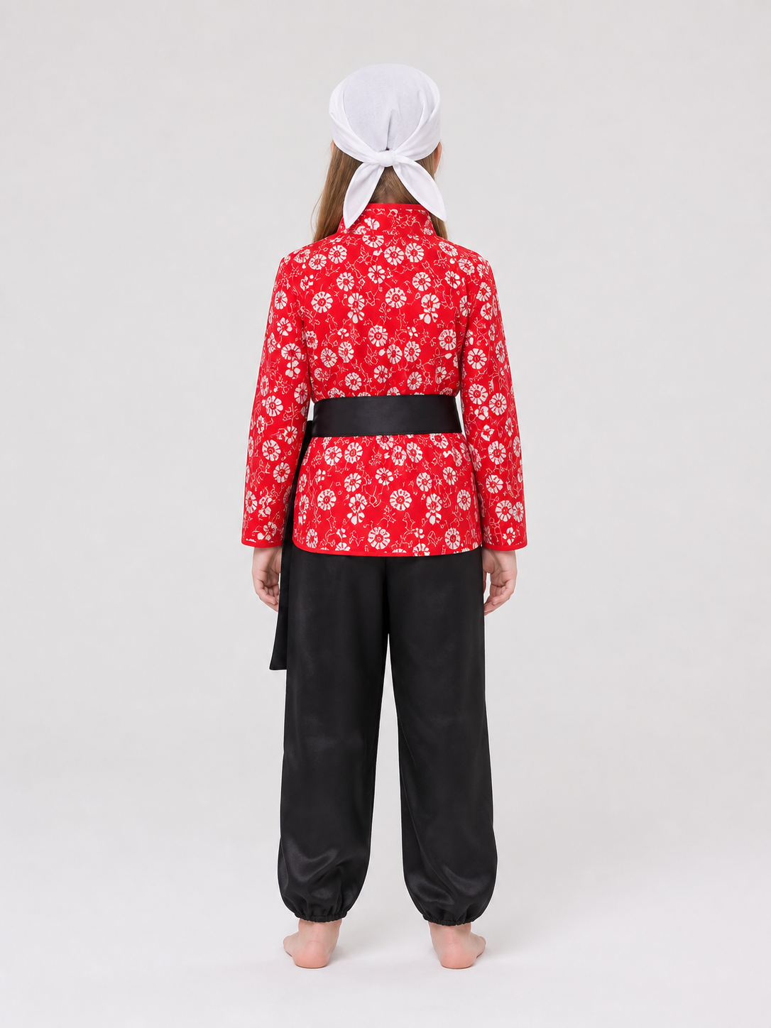 Theater Role Costume: Red Top and Black Pants back view