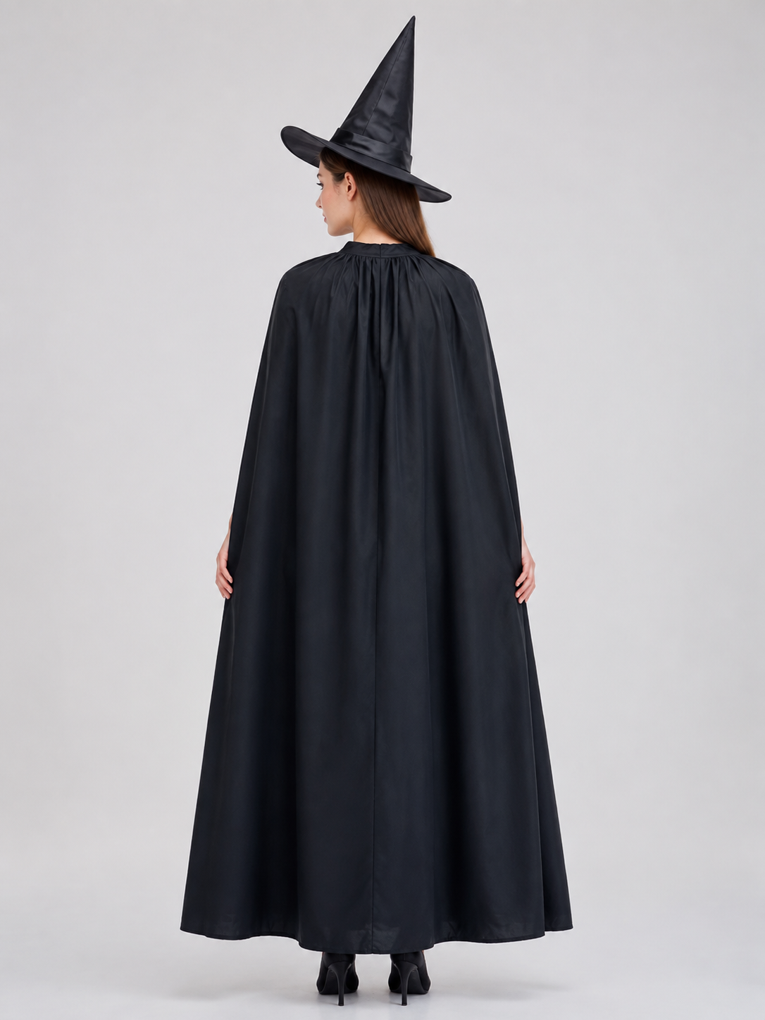 Black Witch Costume with Cape back view