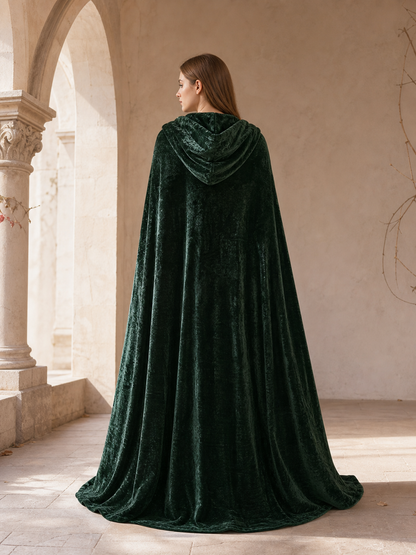 Hooded Dark Green Costume Cloak