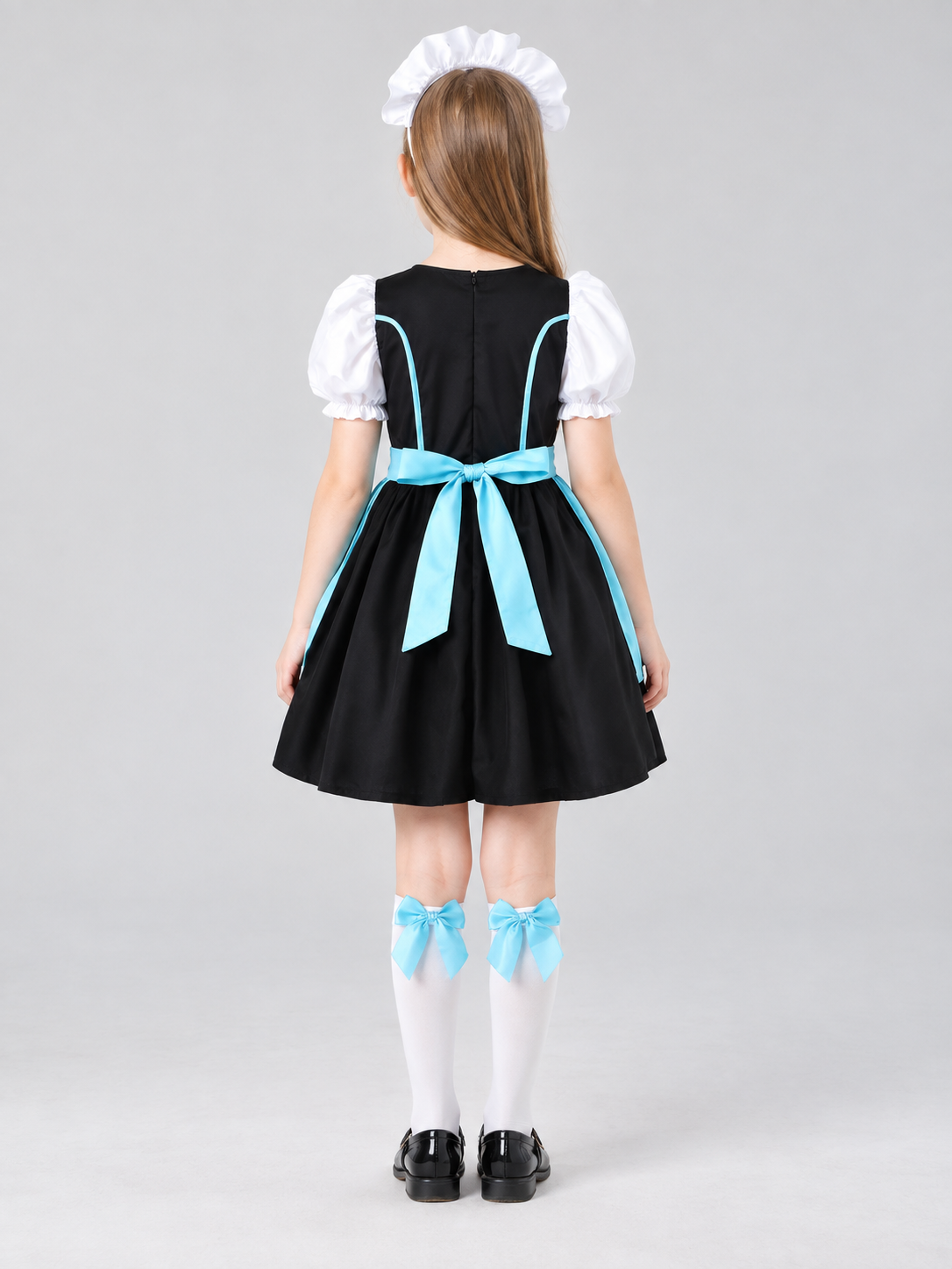 Kids' Bavarian-Style Costume with Apron and Knee-High Socks