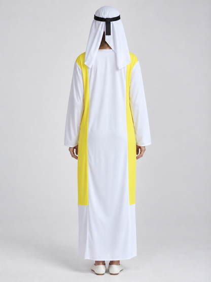 Carnival costume with a white base and yellow inserts
