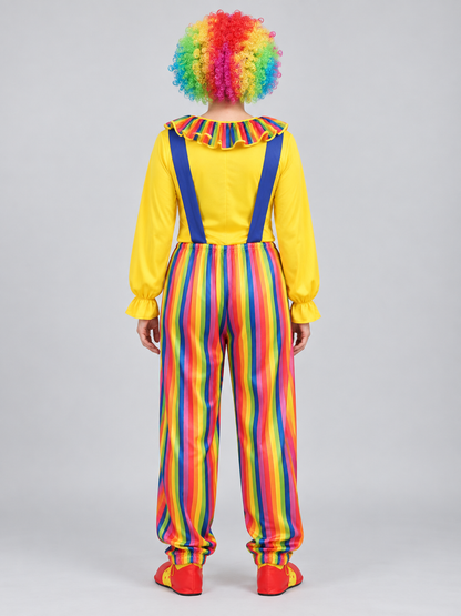 Colorful Clown Costume with Wig, Glasses, and Nose