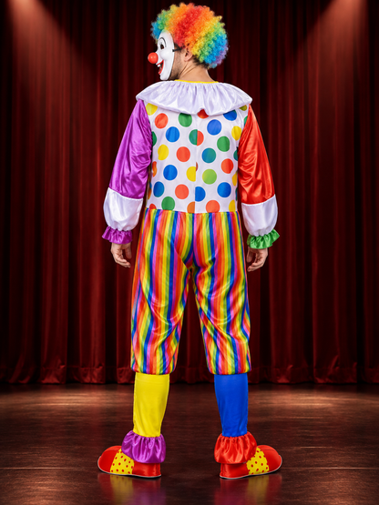 Clown Costume Jumpsuit with Wig and Mask, Multicolor