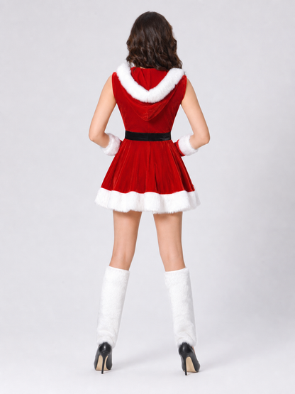 Red Christmas Costume with White Trim