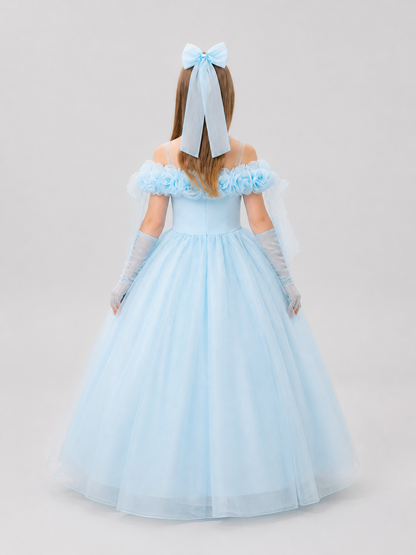 Tutu Dress with Floral Decorations for Performances back view