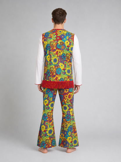Disco Costume with Bell-Bottoms and Accessories