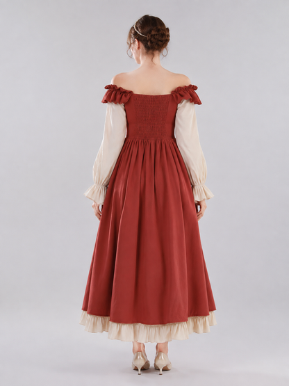 Long Renaissance-Style Dress with a Full Skirt back view