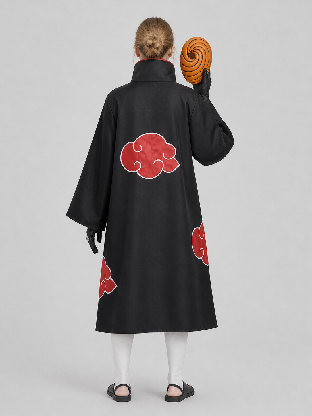 Akatsuki Cosplay Set: Cloak, Mask, Ring, Gloves back view