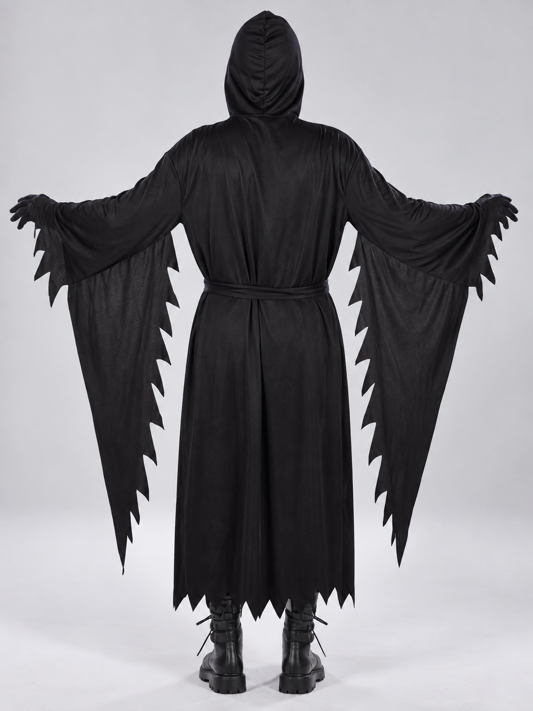 Ghost Halloween Costume: White Mask, Black Hooded Robe