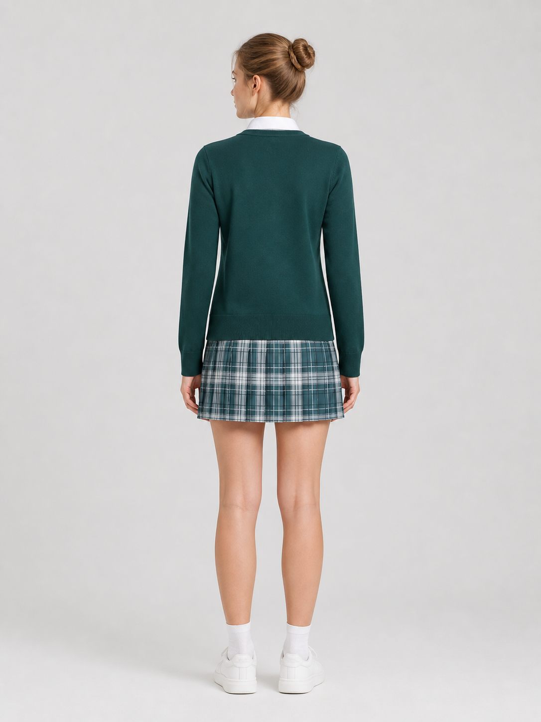 All of Us Are Dead School Uniform: Cardigan, Plaid Skirt back view
